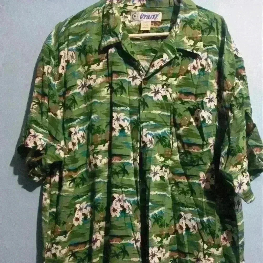 Mens Utility Hawaiian shirt xl green
